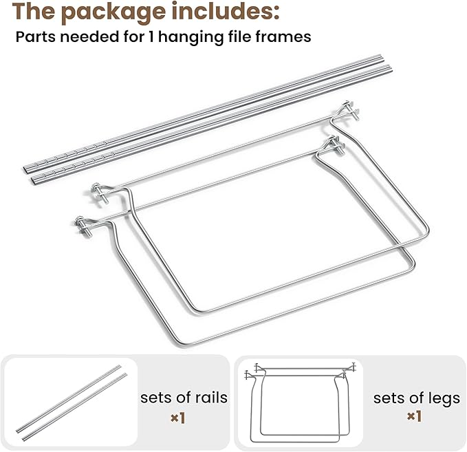 SUNEE Hanging File Folder Frame, Letter Size Files Holder Bars 17.5 Inches, Set of 1