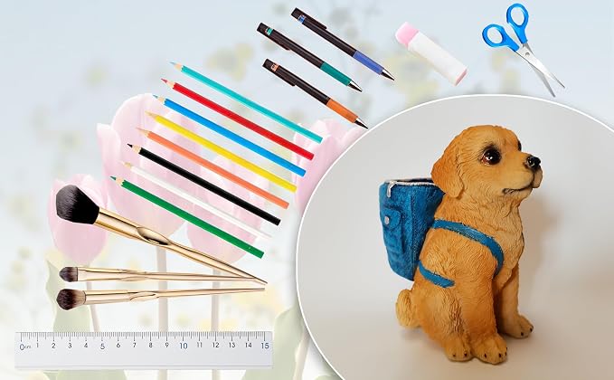 Dog Pen Holder for Desk Pen Pencil Cup Creative Desktop Pen Organizer Pencil Cups for Desk Unique Accessories Decor for Home Office School Gift for Dog Lovers (Golden Retriever)