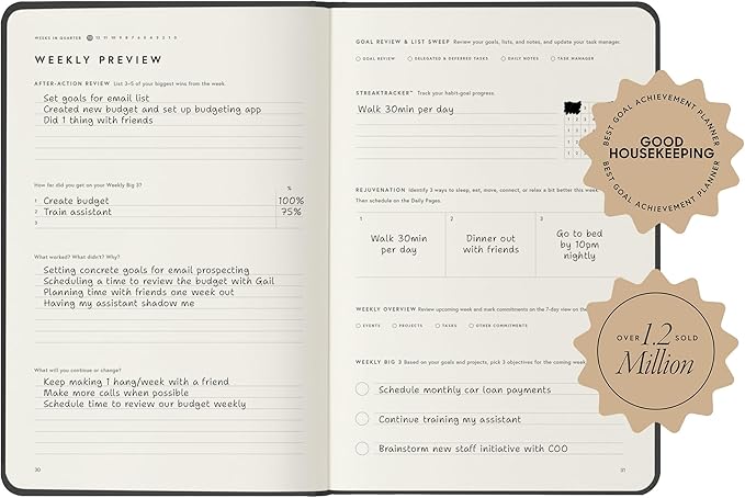 Full Focus Finch Linen Planner by Michael Hyatt - The #1 Daily Planner to Set Annual Goals, Increase Focus, Eliminate Overwhelm, and Achieve Your Biggest Goals - Hardcover