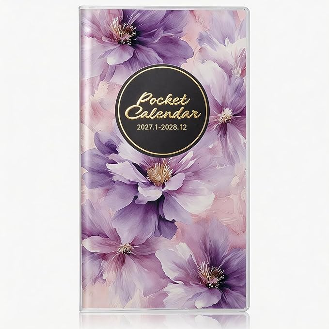 Pocket Calendar 2027-2028 for Purse, Small Pocket Planner 2027-2028 for Purse 3.5×6.5In, 24 Month Organizer from Jan 2027- Dec 2028 Mini Planner with Pvc Cover for Organizing & Planning