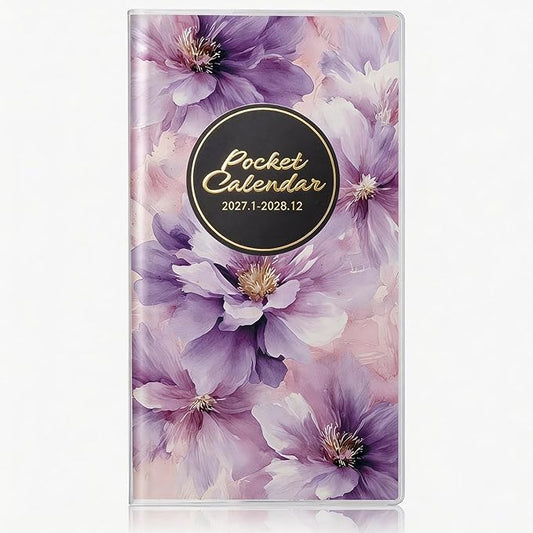 Pocket Calendar 2027-2028 for Purse, Small Pocket Planner 2027-2028 for Purse 3.5×6.5In, 24 Month Organizer from Jan 2027- Dec 2028 Mini Planner with Pvc Cover for Organizing & Planning