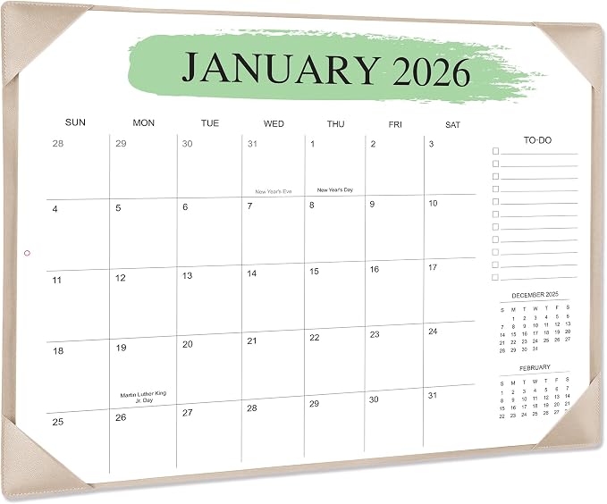 Desk Calendar 2026-2027 with Desktop Mat – 18-Month Desktop Calendar from Jan 2026–Jun 2027, for Office, School & Home Use – Large Teacher Desk Calendar 22x17 (Apricot)