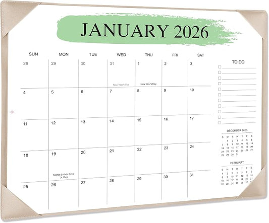 Desk Calendar 2026-2027 with Desktop Mat – 18-Month Desktop Calendar from Jan 2026–Jun 2027, for Office, School & Home Use – Large Teacher Desk Calendar 22x17 (Apricot)
