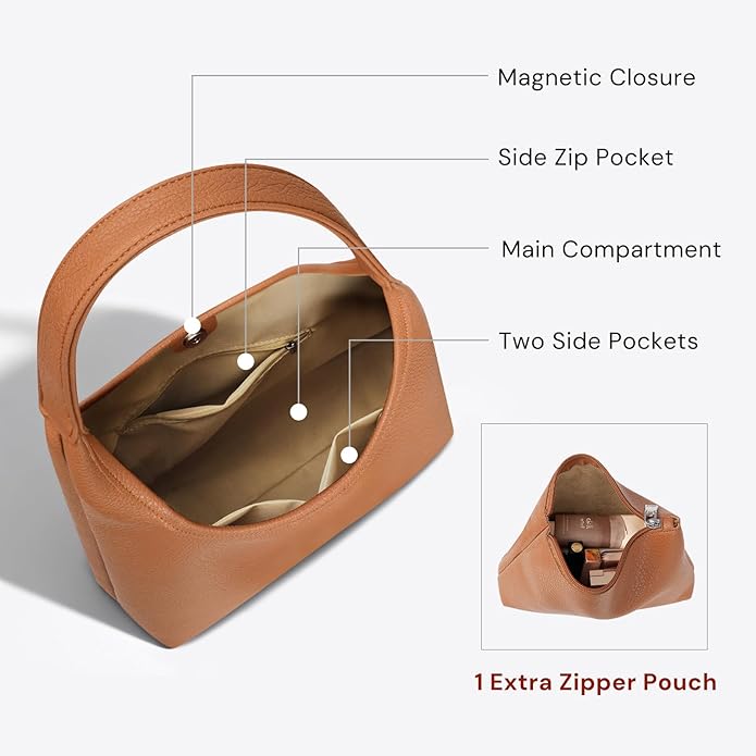 Hobo Bag for Women, Large Slouchy Shoulder Bag, Soft Vegan Leather Everyday Tote Purse, Stylish Handbag Fits 13.6'' Laptop