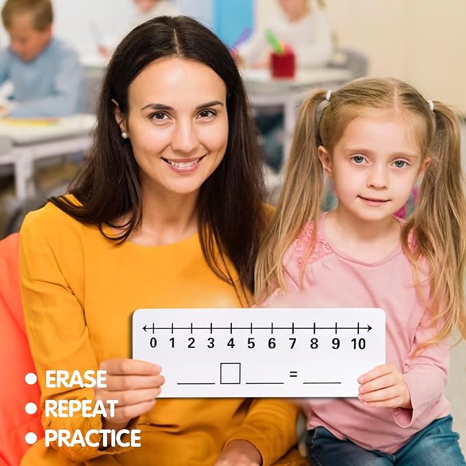 2 Pack -10 to10 Double Sided Dry Erase Number Line Board for Students，Teacher Supplies, Number Line for Classroom and Desk, Math Manipulatives for Math Center，High Quality Durable 12 x 4 Inch 0 to 20