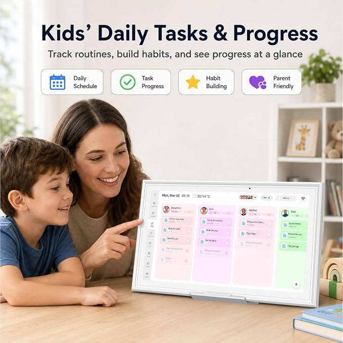 15.6" Digital Calendar, Planner Electronic Calendar & Chore Chart, Touchscreen Interactive Electronic Organizer for Monthly, Weekly & Daily Agenda, Chore Chart, Digital Photo Display, Wall & Desk Mountable