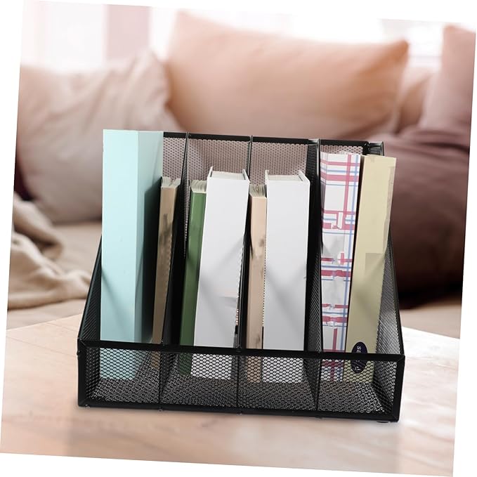 Luxshiny Iron Mesh Compartment File Holder Compartment Desk Organizer for Efficient Office Storage Iron Material for Home and Office Use