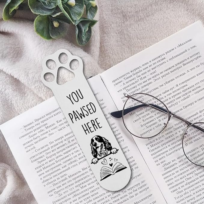 FOKCBOCM Cocker Spaniel Gifts, Cocker Spaniel Dog Bookmark for Cocker Spaniel Dog Lover Book Lovers Bookworm Bookish Nerd, Bookmark Dog Lover, Book Club Gifts for Reader Dog Owner Lover-DX128, Silver