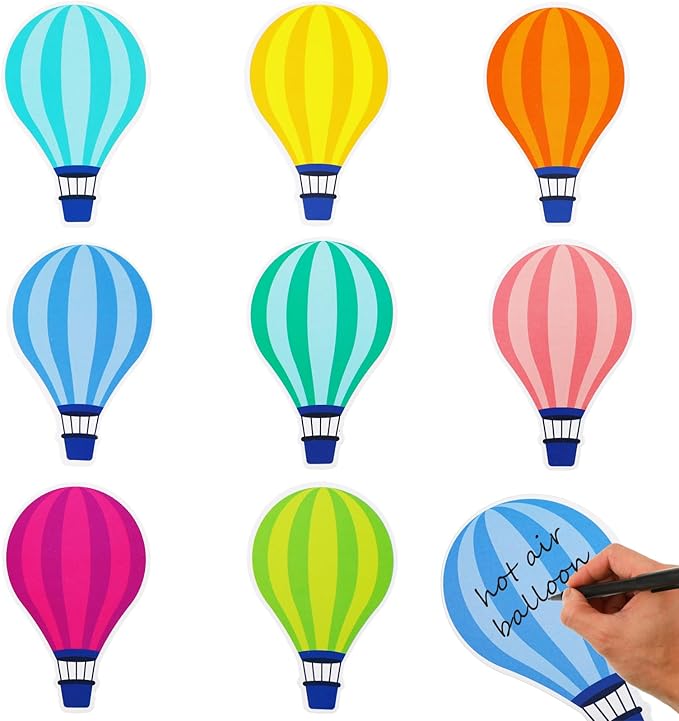 48 Pieces Hot Air Balloons Cutouts Bulletin Board Decorations Paper Balloon Cut Outs Assorted Color Hot Air Balloon Accent Name Tag Label for Kids School Office Supplies Back to School Classroom Decor