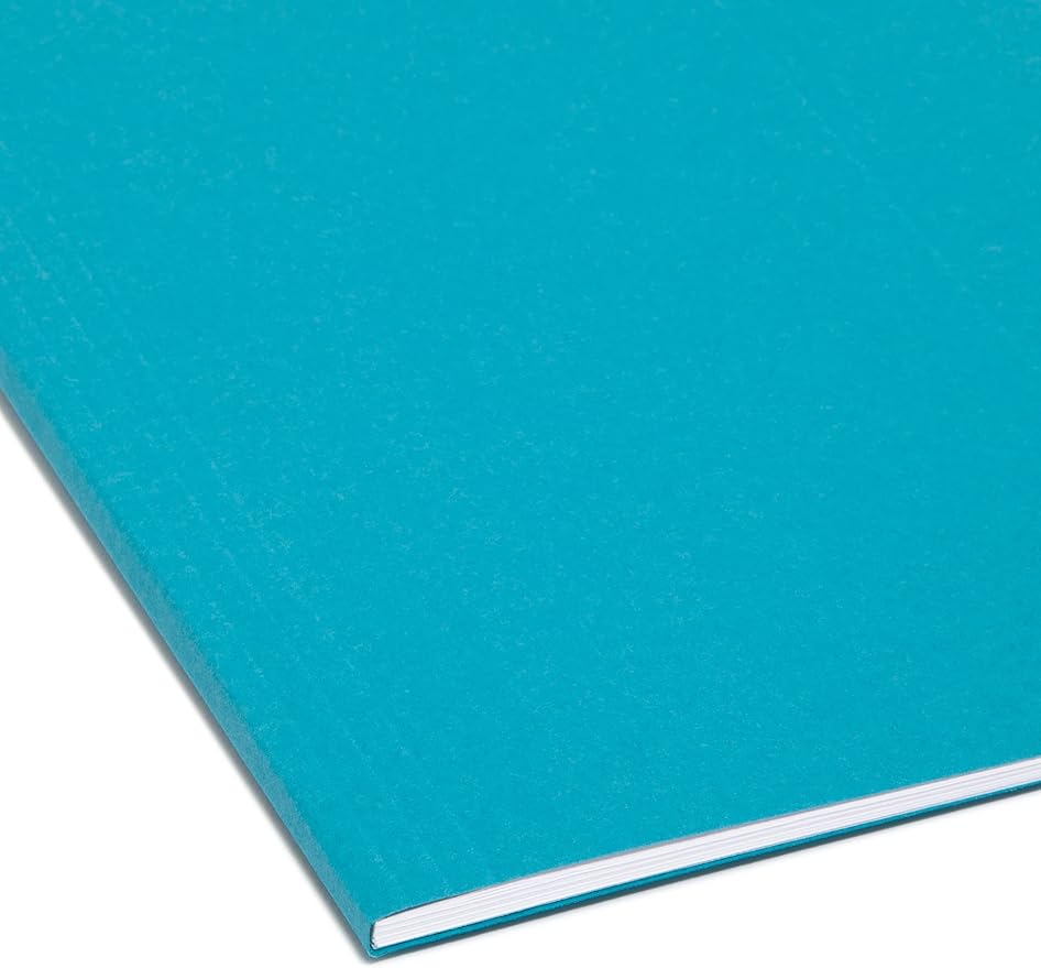 Smead Colored Hanging File Folder with Tab, 1/5-Cut Adjustable Tab, Letter Size, Teal, 25 per Box (64074) (Pack of 1)