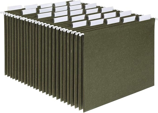 Pendaflex Recycled Hanging File Folders, Value Filing Bulk 250 Pack, Green, Letter Size (8.5" x 11"), 5 Tab Positions, Includes Tabs and Inserts (64077)