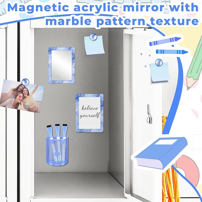 Blue Magnetic Locker Marble Theme Accessories Kit Include Back to School Essentials for Back to School Decorations Office Supplies