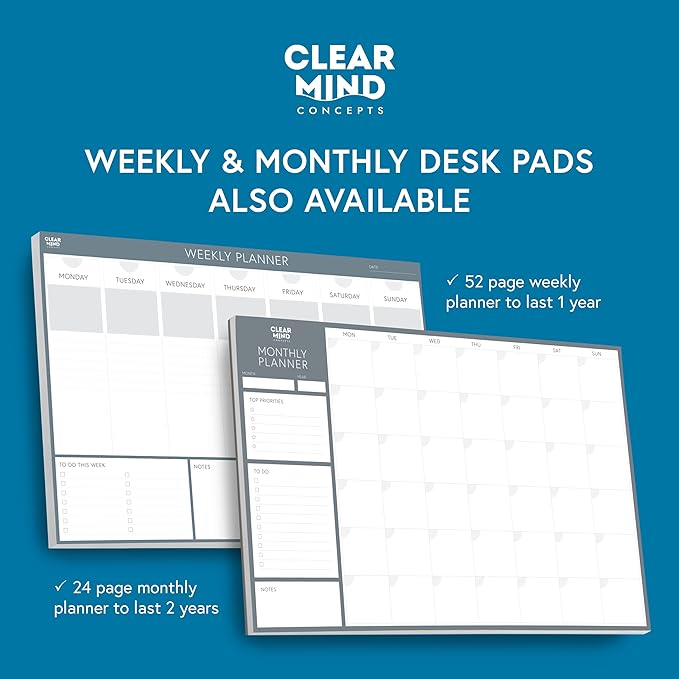 Daily Planner Desk Pad, Undated Tear Off To Do List Notepad with Priorities and Notes, Thick 120gsm Paper, 100 Sheets, Large Desk Writing Pad for Work Office, 8.3 x 11.3