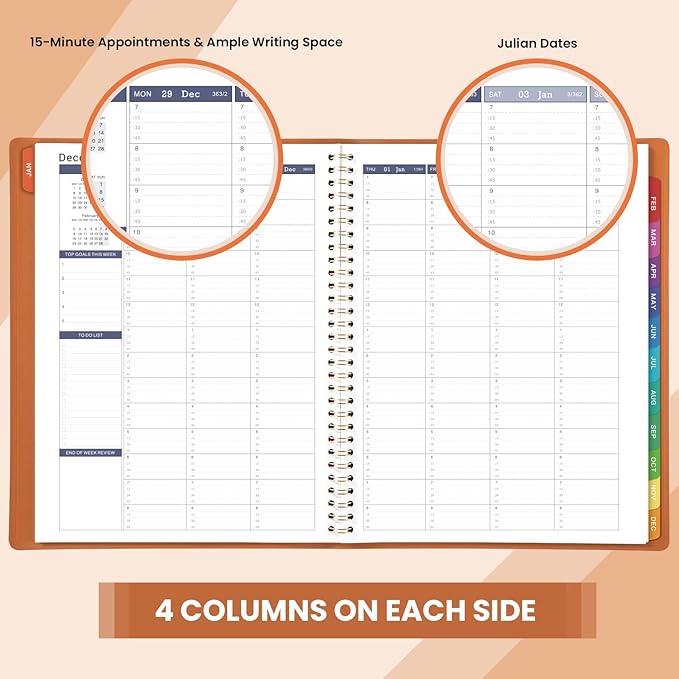 2026 Weekly Appointment Book - JAN. 2026 - Dec. 2026, Daily Hourly Planner 2025, 8.5" x 11", 15-Minute Interval, 12 Monthly Tabs, Flexible Soft Cover
