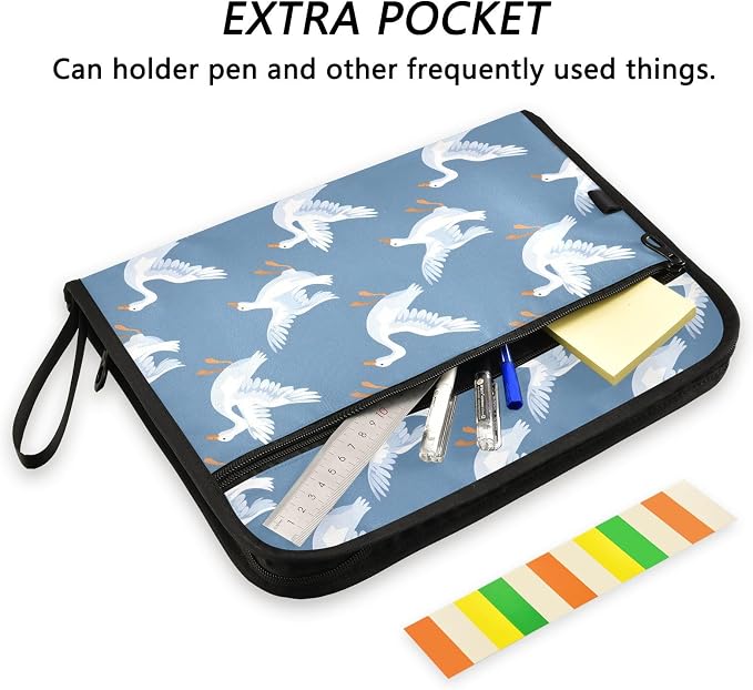 ALAZA Geese Cartoon Stylish 13 Pocket Expanding File Folder with Labels, Accordion File Folder File Organizer Letter A4 Paper for Office School Student