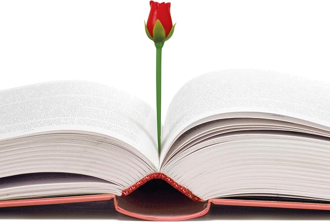 Genuine Fred Roses are Read Flower Bookmarks – Set of 2 Rose Page Markers, Soft and Flexible Silicone, Great for Romance Novels, Book Lovers, and Valentine's Day