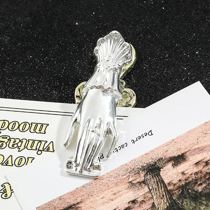 New Style Hand of Wealth Retro Lady Book Mark- Metal Clips Collection The Hand of Noblewoman Signifies Wealth and Good Fortune Gifts for Girl Lover Christmas (A-Silver+Ancient Bronze)