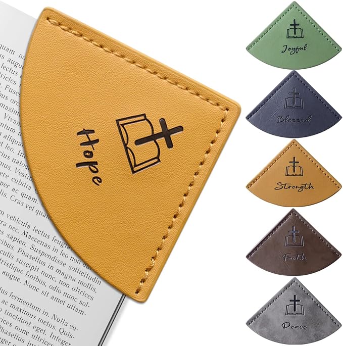 6 Pcs Leather Bookmarks for Bible, Page Corner, Inspirational and Religious Christian Gifts for Men, Women, Kids - Perfect for Reading Rewards, Church Supplies, Giveaways