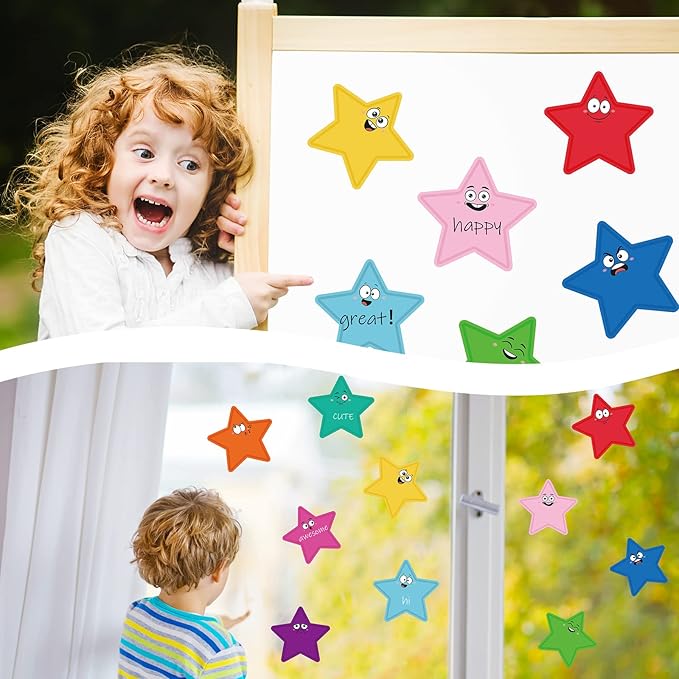 Eaasty 200 Pcs Star Cutouts Paper Star Bulletin Board Cut Out for Classroom Decoration Assorted Color Star Shape Die Cut Accents for Kids Teacher DIY Craft Project Spring Summer Theme School Party