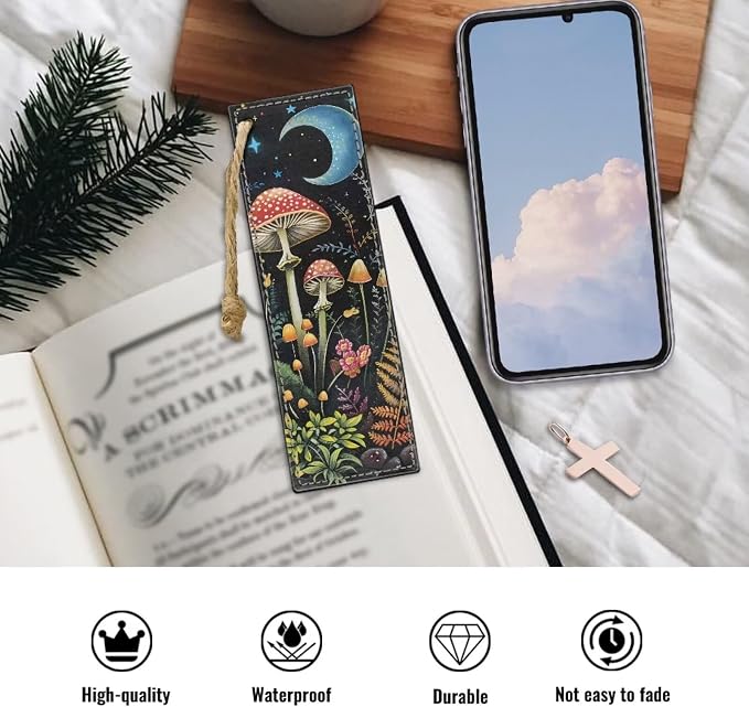 Mushroom Bookmarks for Women Teachers and Readers - 2 PCS Fun Book Marks for Reading - Accessories for Book Lovers