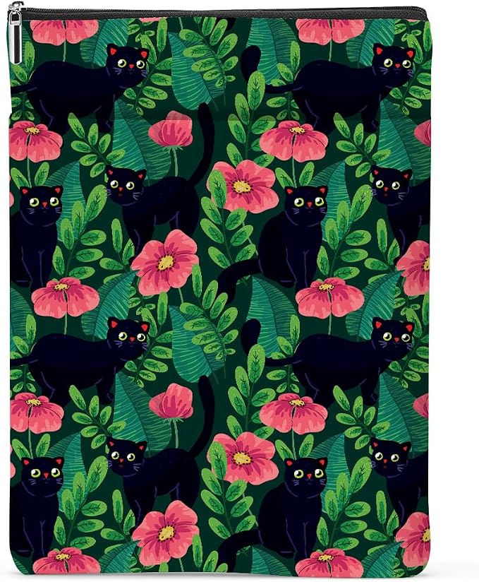 Pink Floral Pattern Book Lovers Gifts Waterproof Book Sleeve Book Pouch Book Protector with Zipper and Front Pocket BookCover Case for Women Girl Friend Sister Book Accessories Book Club Gifts