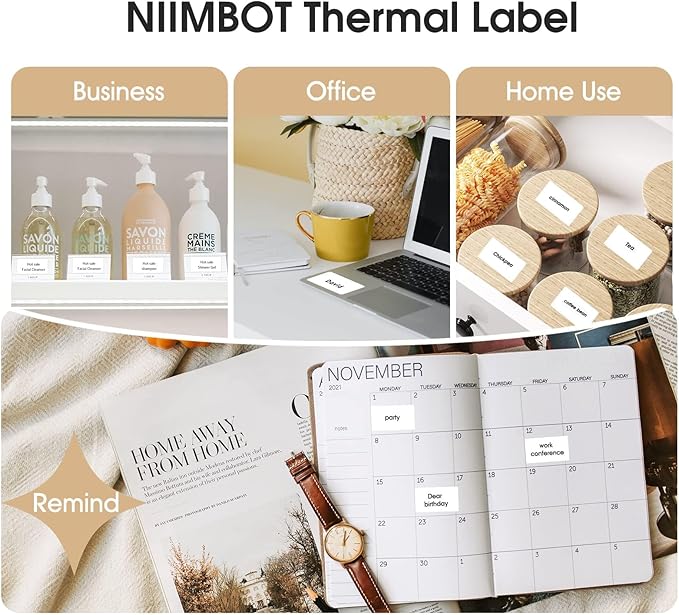NIIMBOT Labels for B1/B21/B3S Label Maker, 1.57'' x 2.76'' (40x70mm) Thermal Sticker Label, Waterproof, Oil-Proof and Tear-Proof NIIMBOT Labels, 1 Roll of 110 Self-Adhesive Thermal Labels (White)