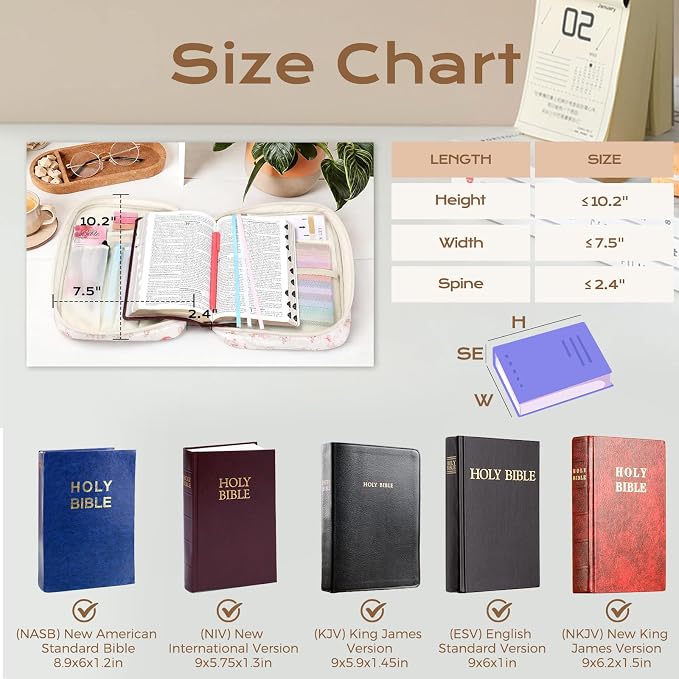 XKDOUS Bible Cover for Women Church Book Holder Quilted Carrying Case with Handle, Tabs, Study Supplies Portable Bible Bag Journaling Kit Christian Gifts for Mom Lady