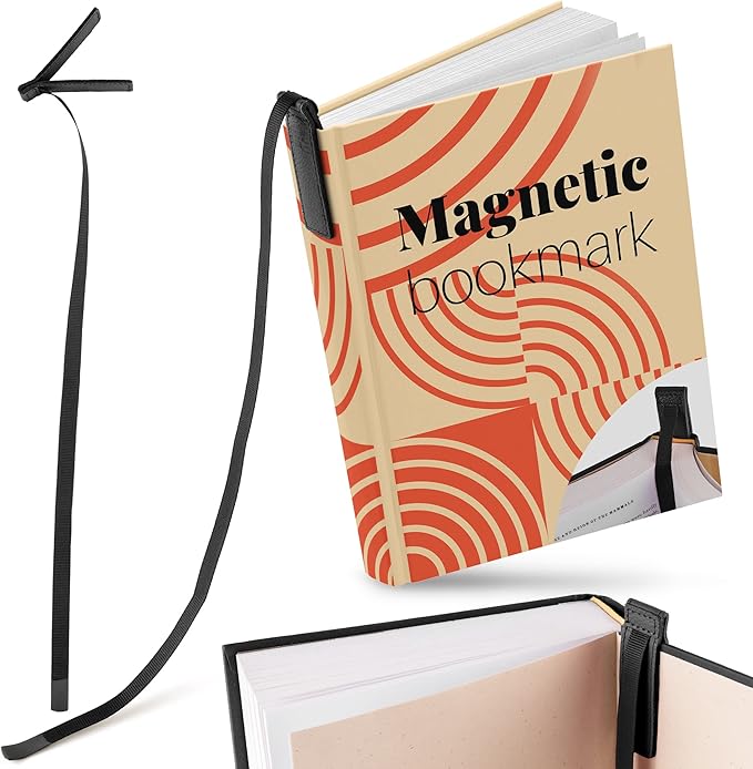 Superior Essentials Planner Magnetic Bookmark - Genuine Leather, Single Long Ribbon Bible Bookmark for Book Lovers - Amplify Your Love for Books with Our Elegant Ribbon Page Marker (1PC, Black)