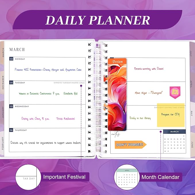 Planner 2026-2027, 18 Months Large Academic Daily Weekly Monthly Planner Organizer, July. 2026 - Dec. 2027, 8.5x9.8" Agenda with Page Tabs, Separator Page, Pocket Folder, Bookmark, Stickers & Sticky Note Set