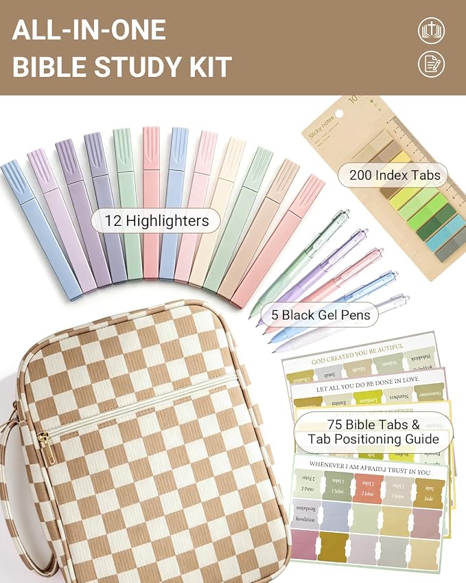 Bible Cover case for Women,Large Bible Bag,Bible Study Supplies,Checkered Corduroy Bible Case for Girls,Christian Gifts for Women,Mother's Day(Khaki Large)