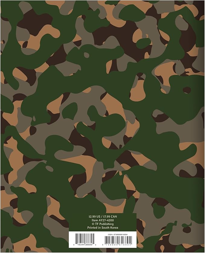 TF Publishing July 2026 - June 2027 Camo Medium Monthly Planner - 12 Month Academic Planner 2026-2027 with 2-Page Spreads, Monthly Calendar Grids and Planning Prompts - 6.5 in x 8 in