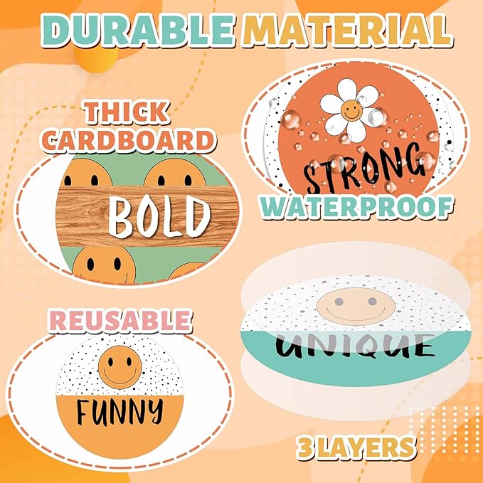 JarThenaAMCS Boho Affirmation Station Bulletin Board Set Retro Motivational Inspirational Paper Cutouts with Glue Points Positive Growth Mindset Decor for Back to School Students Classroom Home