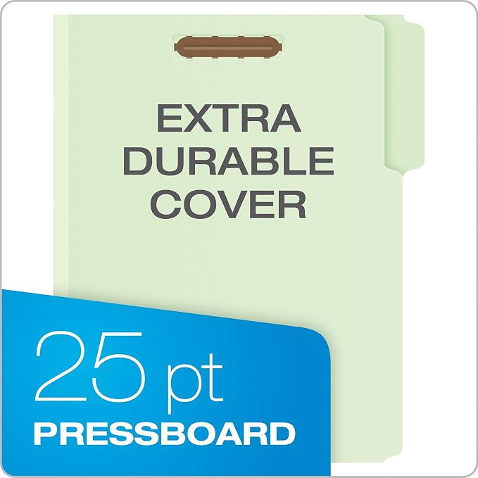 Pendaflex Pressboard Fastener Folders, Letter Size, Light Green, 2" Expansion, 1/3 Cut, 25/BX (17181) (Pack of 2)