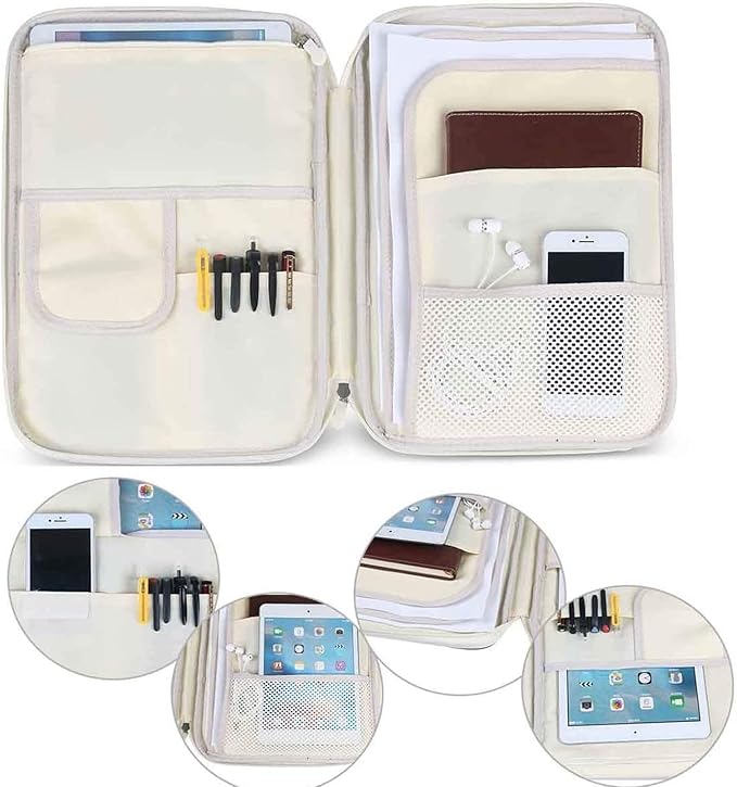 JAKAGO Travel Portfolio Organizer Waterproof A4 Document Bag Multifunctional Travel Note Pouch Zippered Case for Notebook, Ipad, Journals, Sketch Books (Flower)