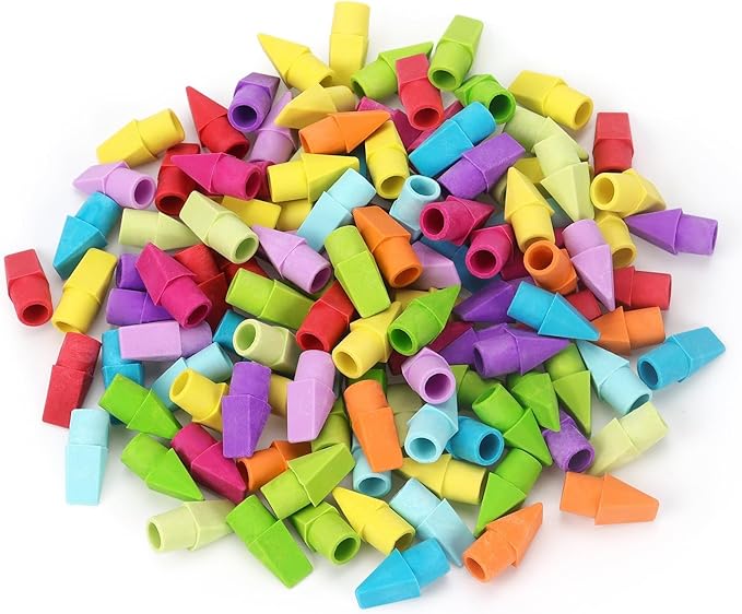 ZZTX Pencil Top Erasers, 120 Pack Eraser Caps Bulk, Erasers for Pencils, Eraser Toppers for Kids School Home Office, 11 Assorted Colors Erasers