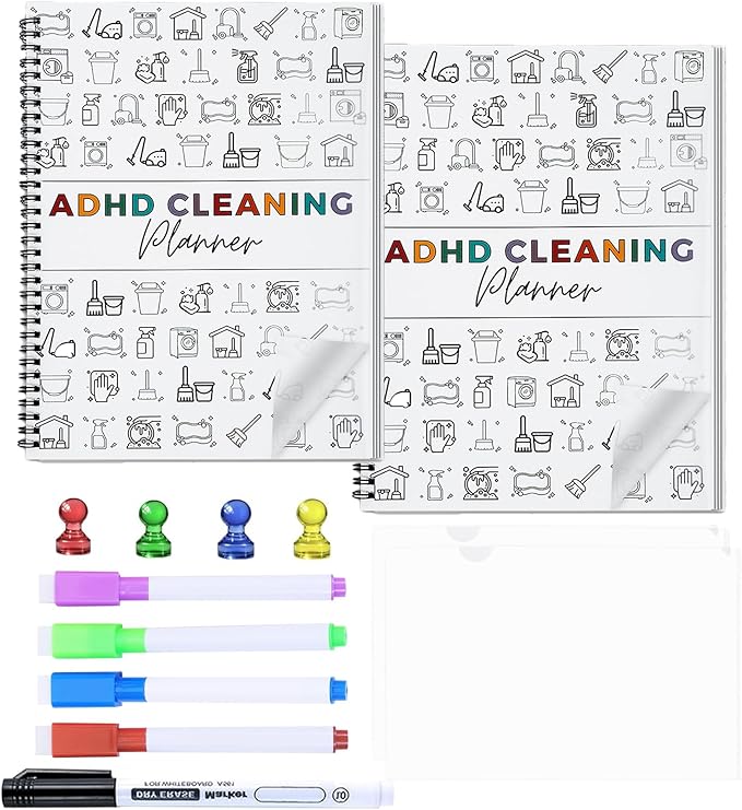 2 Pack Cleaning Planner, Cleaning Schedule and Checklist Organizer, Daily Weekly Monthly Household Cleaning Planner, Chore Chart Notebook for Home, Family Cleaning Tasks, DIY Home Improvement, Editable Template