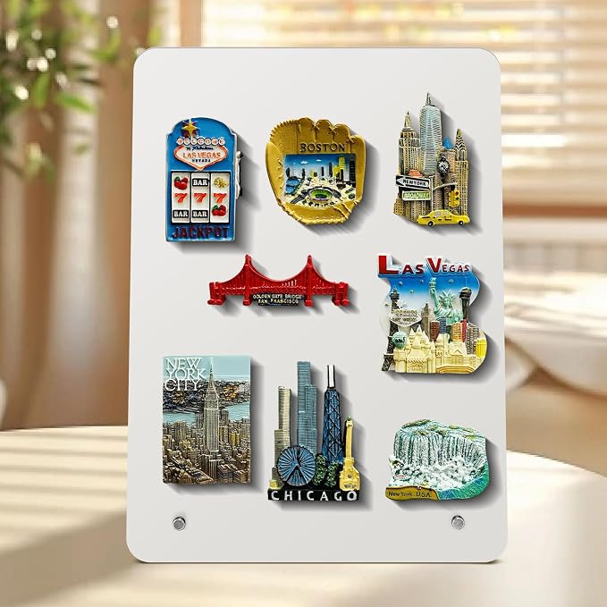 Magnetic Metal Display Bulletin Board, White, 4 Pack, 11x8 Inch | Includes 12 Magnets, For Memos Messages Photos, Home School Kitchen Office Use, Vertical Orientation