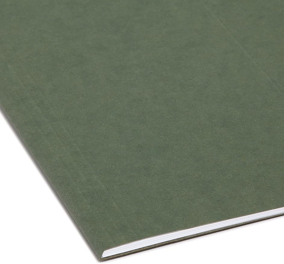Smead TUFF Hanging File Folder with Easy Slide Tab, 1/3-Cut Sliding Tab, Letter Size, Standard Green, 20 per Box (64036, Rod Color May Vary)