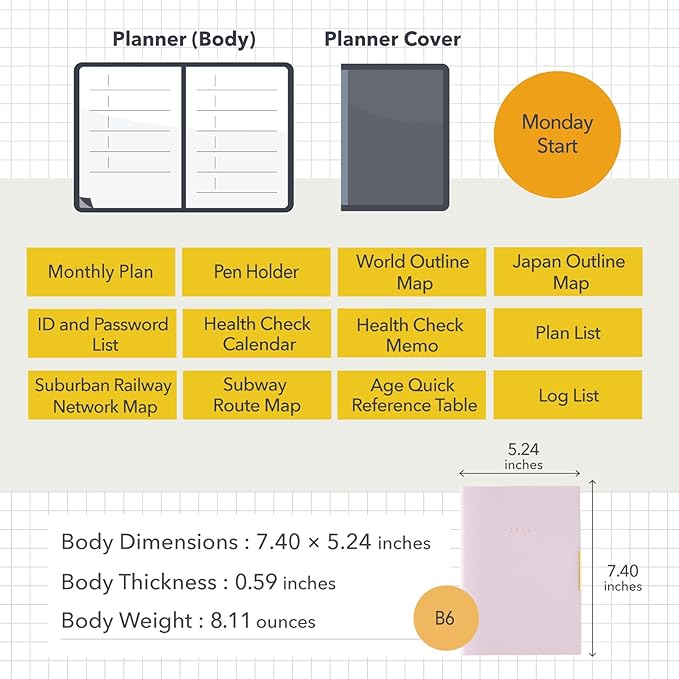 NOLTY Ecri Plus B6 Memo Weekly Planner 2026, April Start, Japanese Edition, Lilac, 2026-9859