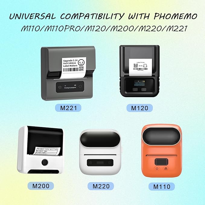 Thermal Labels Compatible with Phomemo M100/M110/M150/M221/M220/M120/M200/M250 Label Printer,1.97''x3.15''(50x80mm), 100 Labels/Roll, Black on White