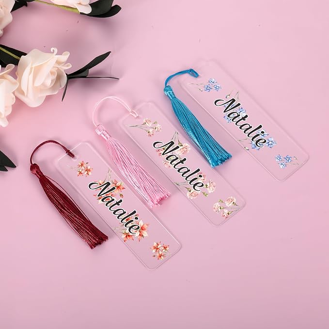 Personalized Bookmarks for Women Book Lover Birth Flower Birthday Customized Gifts for Reading Her Daughter Friends (Acrylic #3)