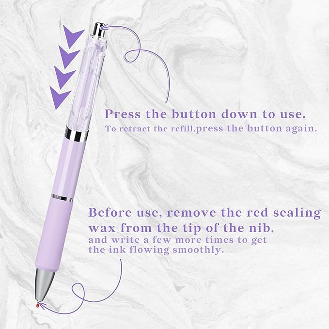 Temiary 5 Pcs Retractable Gel Pens, 0.5 mm Black Ink Fine Point Quick Dry Gel Ink Pen, Aesthetic Smooth Writing for School Office Journaling Note Taking and Sketching (Purple)