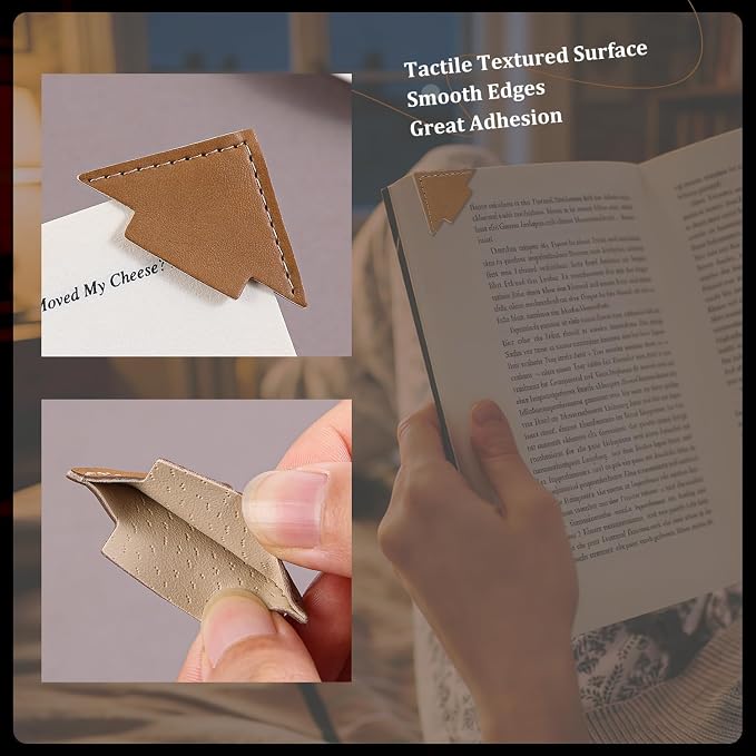 8 Pcs Colorful Geometric Vintage Leather Bookmarks, Stylish Corner Page Accessories, Retro Themed Book Page Holders, Durable Book Markers for Reading, Reading Gifts for Women Teens & Book Lovers