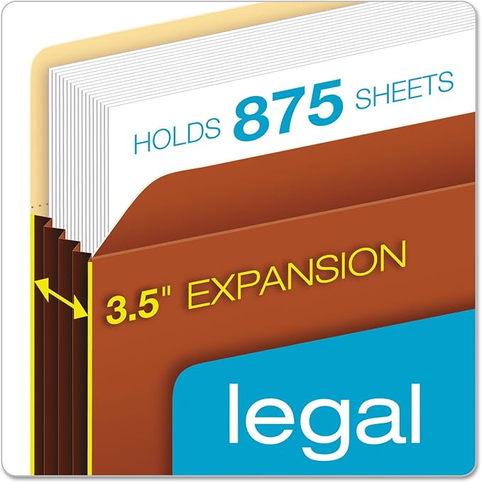 Pendaflex Globe-Weis/Pendaflex File Pockets, 3.5-Inch Expansion, Tyvek Gussets, Legal Size, Brown, 10 Pockets per Pack (64264)