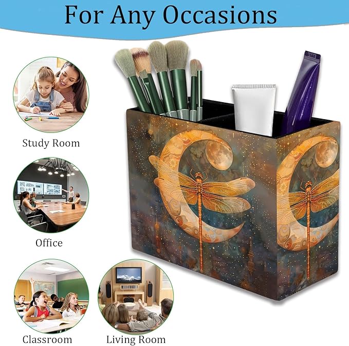 Pen Holder and Anti-Slip Mouse Pad Combination, Makeup Brush Storage Box, Tableware Storage Box, Suitable for Office and Home - Vintage Dragonfly