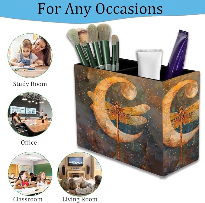 Pen Holder and Anti-Slip Mouse Pad Combination, Makeup Brush Storage Box, Tableware Storage Box, Suitable for Office and Home - Vintage Dragonfly