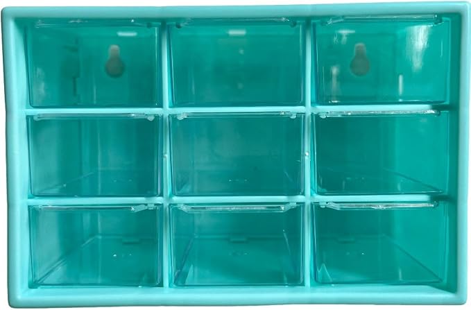 Feadily 2PCS Small Drawer Organizer for Desk, Desktop Drawer Organizer with 9 Clear Drawers, Plastic Desktop Storage Drawers 7.1 Inch x 3 .9 Inch x 4.7 Inch, Green