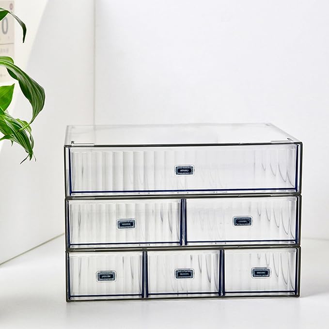 Desk Drawer Organizer, Stackable Office Supplies Desk Organizer, Plastic Plastic Storage Drawer, Desk Grocery Organizer For Stationery/Office Supplies (Clear, 1 Compartment)