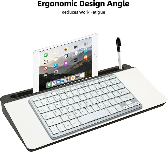 Desktop Whiteboard, Glass Dry Erase Board, Desk Board Buddy,Computer Keyboard Stand,Desk Whiteboard Organizer for Home,Office,School Supplies(Black)
