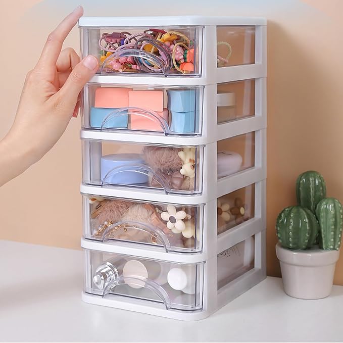 ljhnba Desktop Storage Box Stackable Cabinet Small Drawers Organizers Stationery and Supplies Clear Organizer with Drawers Stationery Organizer Box